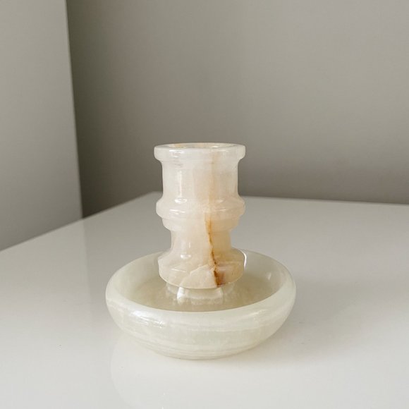 Vintage White Onyx Candle Holder - Picture 4 of 7